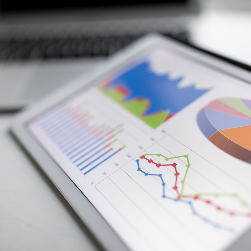 Reviewing conversion funnel data on a tablet